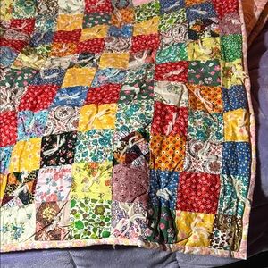 Colorful Patchwork Quilted Throw - Multicolor Cotton Squares